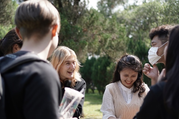 college students joyful gathering